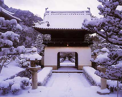 Silvery snow-covered Kotozaka slope